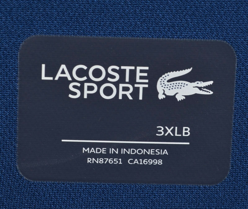 Lacoste Sport Men's 3XL Big Blue Striped Gator 1/4 Zip Wicking Polo Shirt