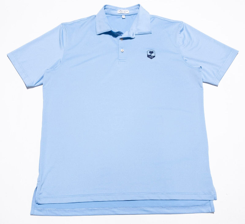 Peter Millar Summer Comfort Golf Polo Men's Large Solid Light Blue Shirt Wicking