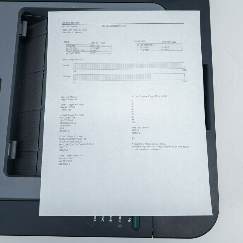 Brother HL-2240 Laser Printer 138 Pages Monochrome Duplex Tested Cables