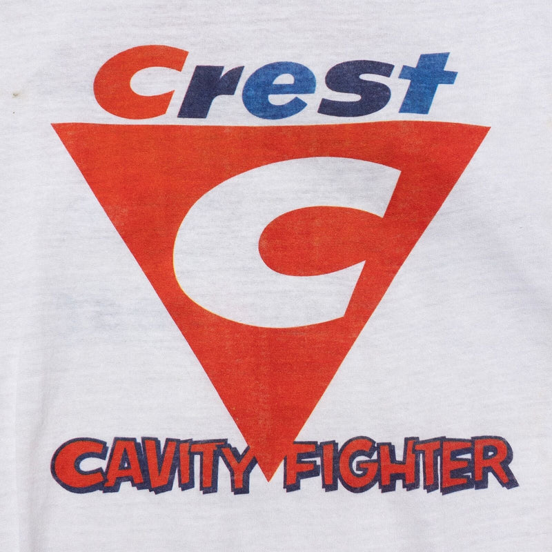 Vintage Crest Toothpaste T-shirt Men's Large Velva Sheen Ringer Cavity Fighter