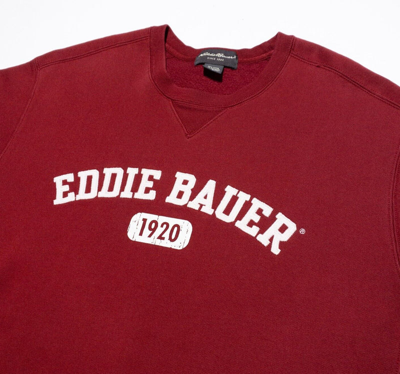 Vintage Eddie Bauer Sweatshirt Men's XL Crewneck 90s Pullover Red Spell Out 1920