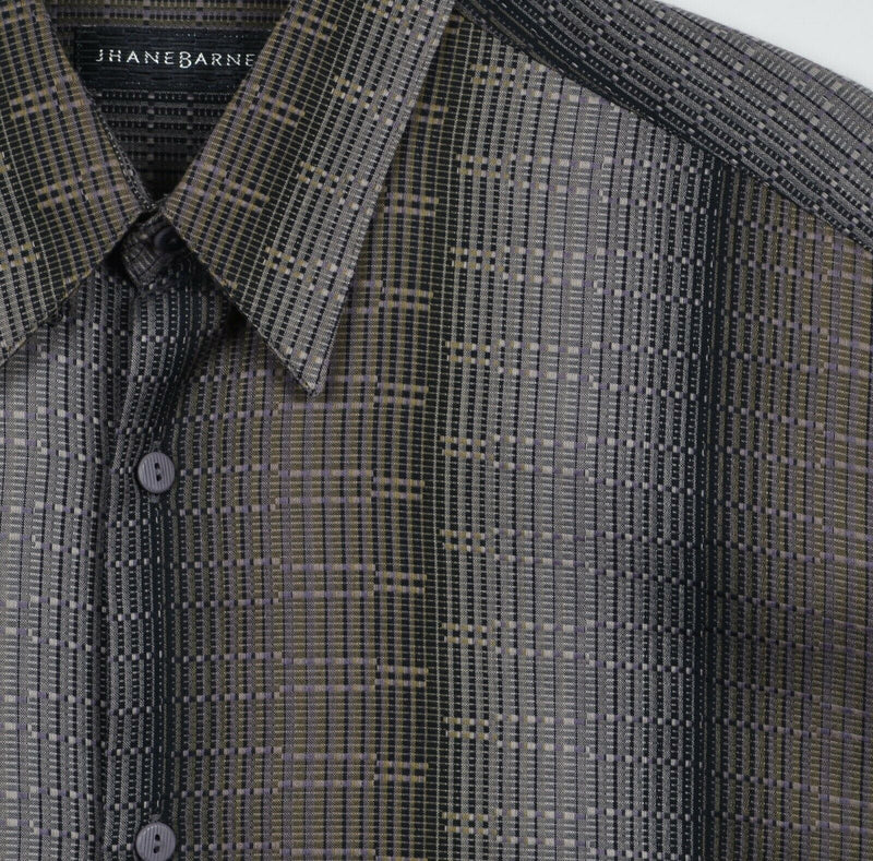 Jhane Barnes Men's Medium Rayon Blend Geometric Disco Party Button-Down Shirt