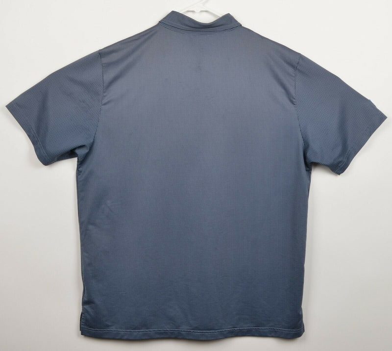 Travis Mathew Men's Sz XL Blue Back Micro-Check Plaid Logo Golf Polo Shirt