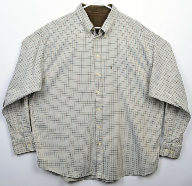 Barbour Traditional Twill Men's 2XL Tattersall Plaid Beige Button-Down Shirt