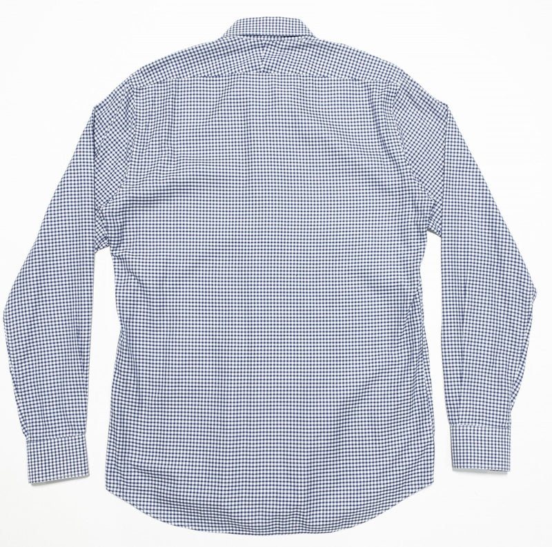 Suitsupply Shirt 16.5 (Large 42) Blue White Shepherd Check Long Sleeve Button-Up