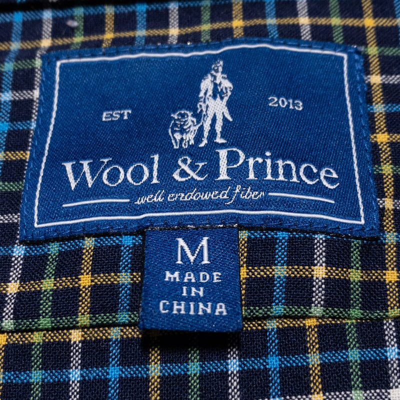 Wool & Prince Worsted Wool Flannel Shirt Men's Medium Button-Up Colorful Check