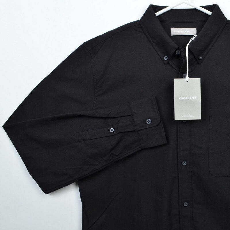 Everlane Men's Large The Japanese Slim Fit Oxford Solid Black Button-Down Shirt