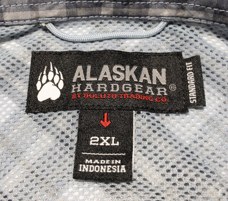 Alaskan Hardgear Duluth Trading Shirt Men's 2XL Gray Plaid Nylon CoolMax Wicking