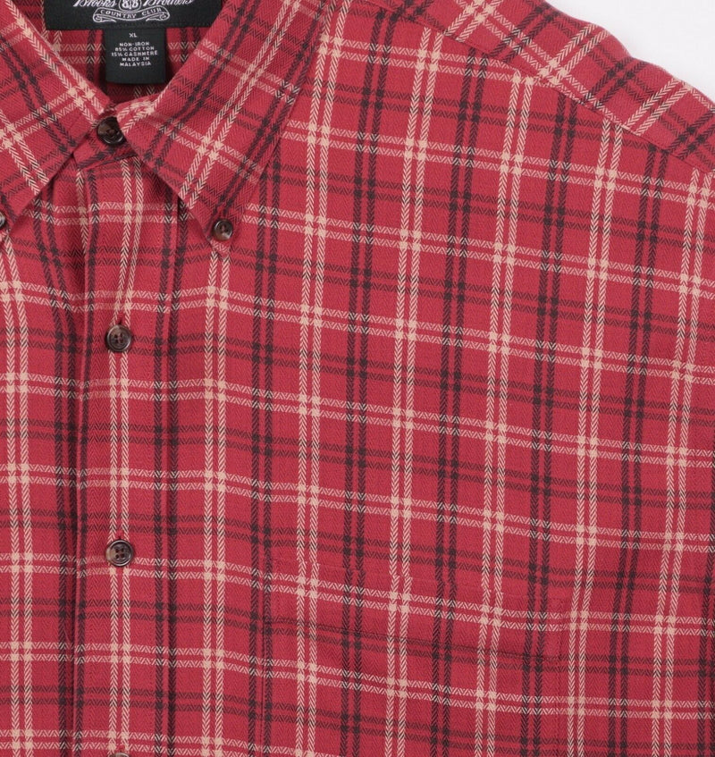 Brooks Brothers Country Men's XL Cotton Cashmere Blend Red Plaid Flannel Shirt