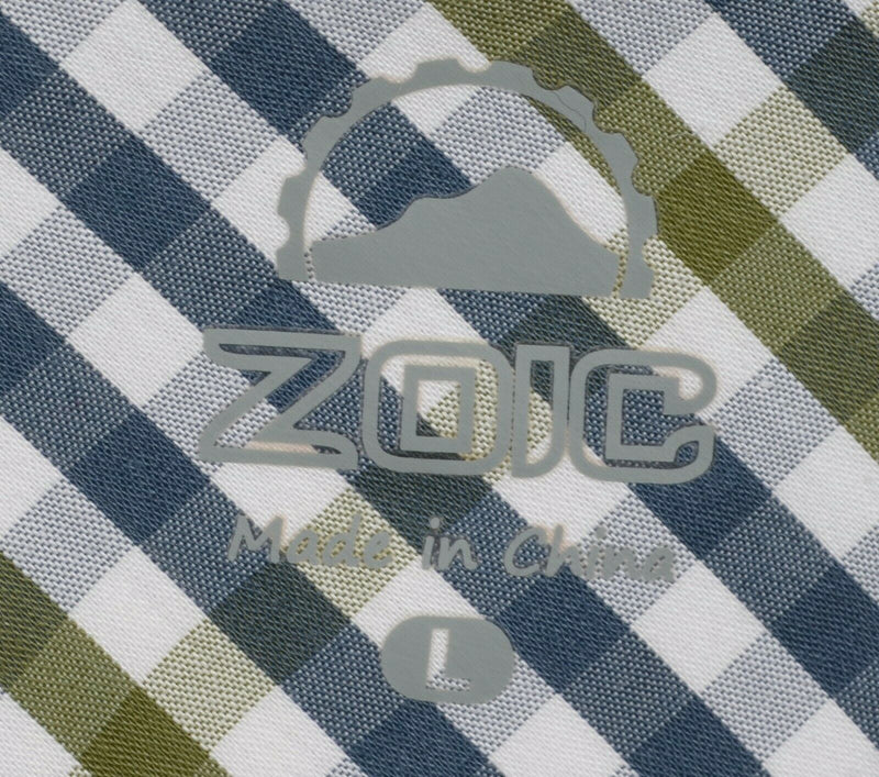Zoic Men's Large Snap-Front Casual Cycling Pouch Pocket Blue Check Shirt