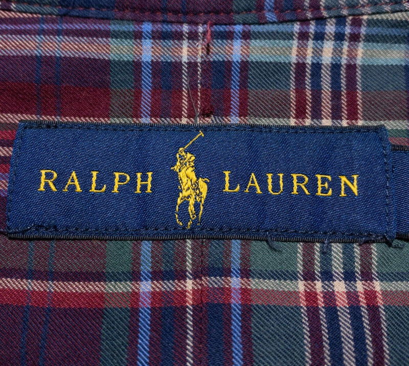 Polo Ralph Lauren 2XB Big Shirt Men's Long Sleeve Plaid Red Blue Button-Down