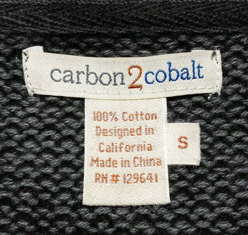 Carbon 2 Cobalt Sweater Men's Small 1/4 Zip Heavy Knit Distressed Gray Pullover