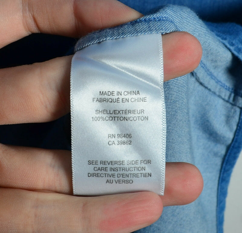 Theory Men's XL Denim Indigo Blue Long Sleeve Button-Front Shirt
