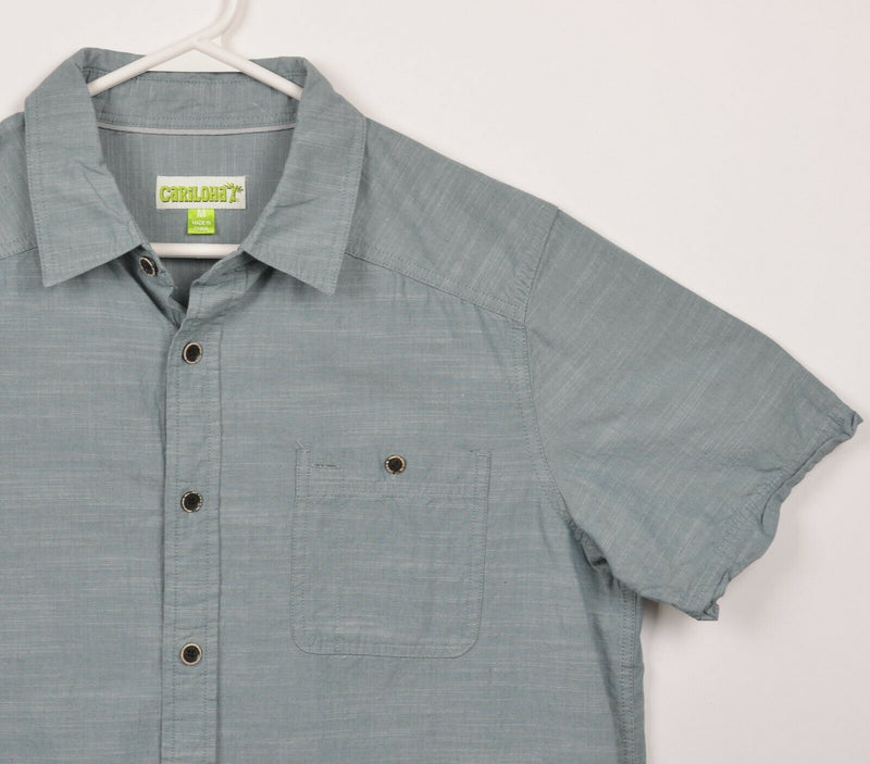 Cariloha Men's Medium Organic Cotton Bamboo Green S/S Button-Front Shirt