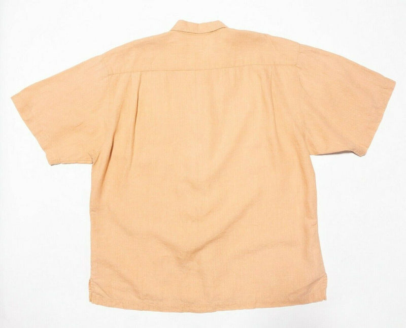 Tommy Bahama Linen Shirt XL Men's Peach Orange Aloha Button-Front Short Sleeve
