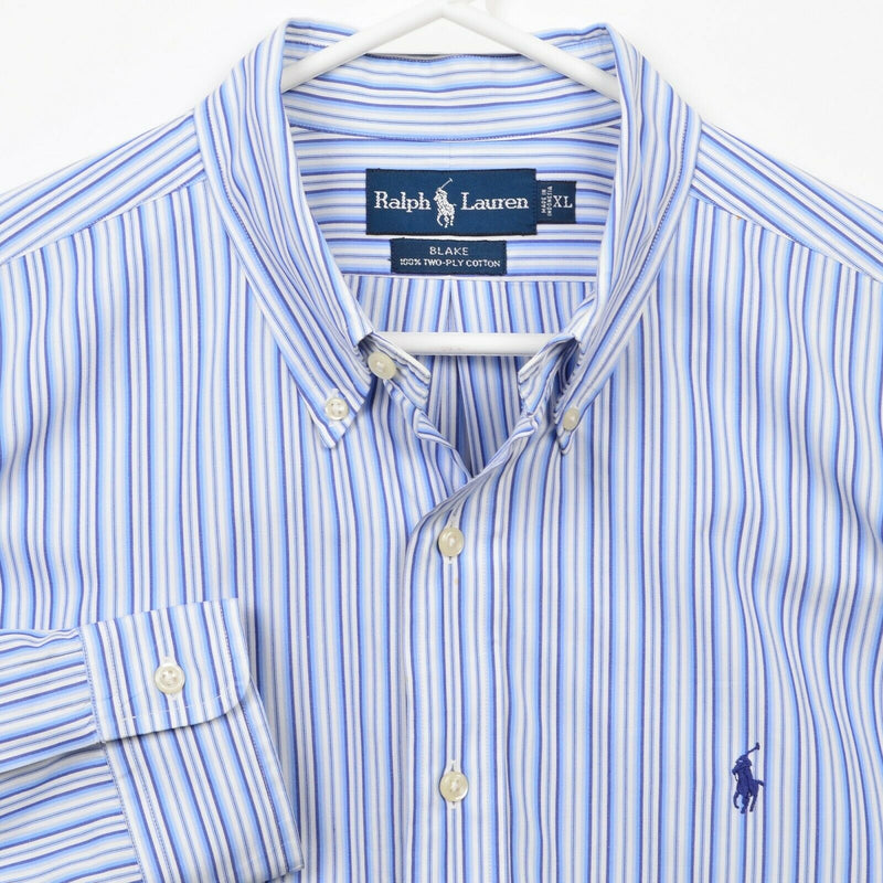 Polo Ralph Lauren Men's XL Blue Striped Blake Pony Long Sleeve Button-Down Shirt