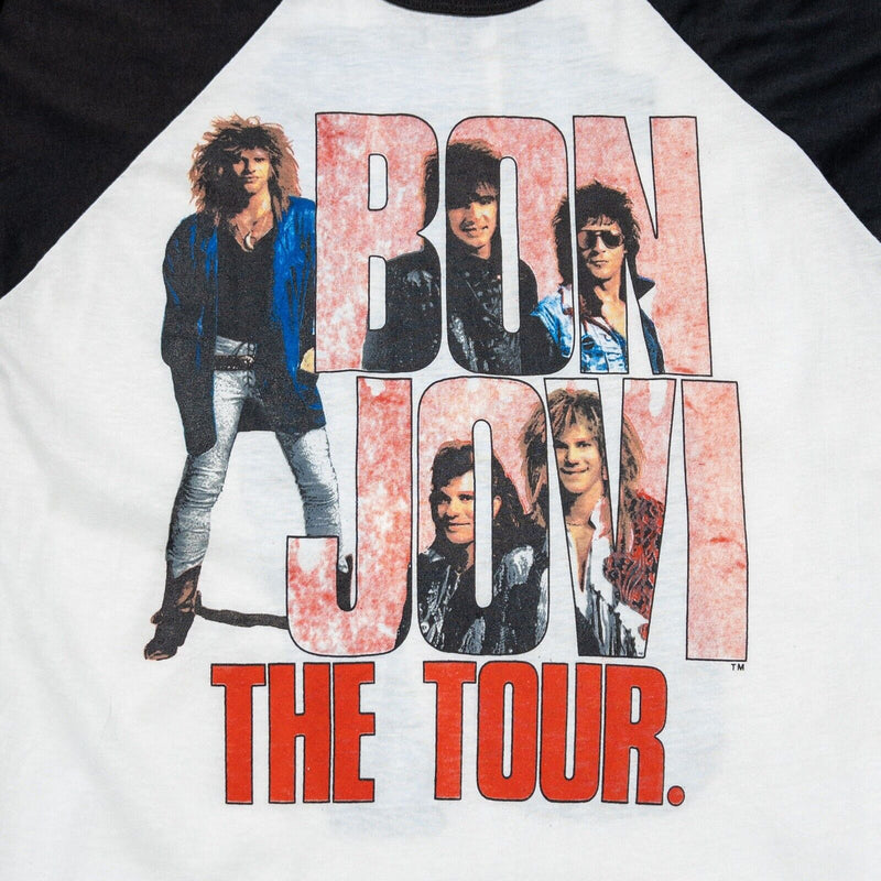 Bon Jovi T-Shirt Vintage Fits Medium Raglan 1987 Band Tee The Tour Concert Rock