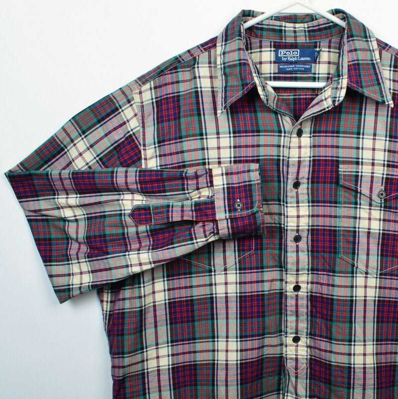 Polo Ralph Lauren Men's Large Woodsman Workshirt Multi-Color Plaid Button Shirt