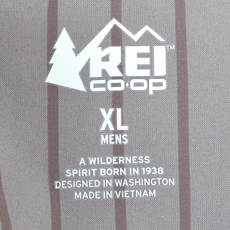 REI Co-Op Men's Sz XL Nylon Tencel Blend Brown Striped Hiking Outdoor Shirt