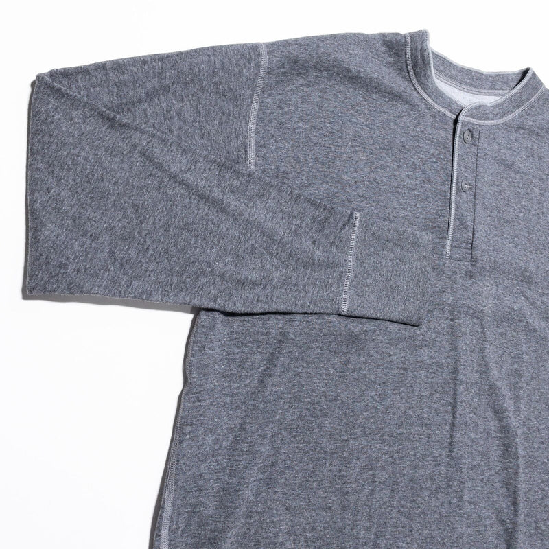 L.L. Bean River Driver Shirt Men's XL Double-Layer Henley Gray Wool Cotton