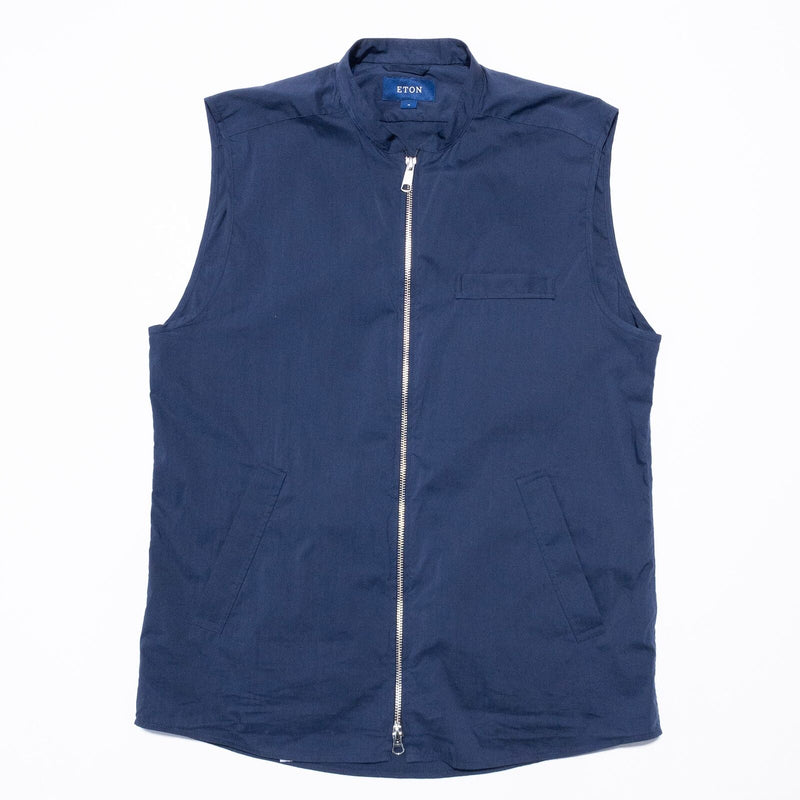 Eton Wind Vest Men's Medium Full Zip Water Repellant Navy Blue Pockets