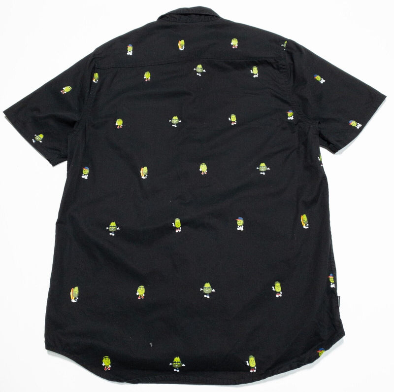 The Hundreds Button Up Shirt Large Weed Nug Graphic Black Short Sleeve Skater