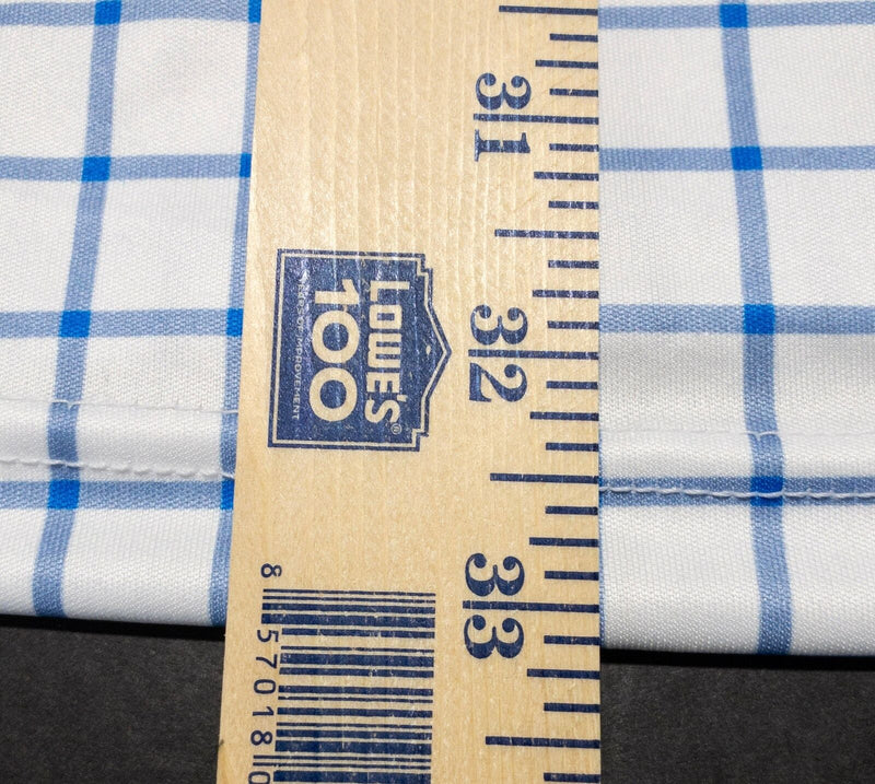 Collars & Co Polo Shirt Men's XL White Blue Graph Check Pullover Wicking Stretch