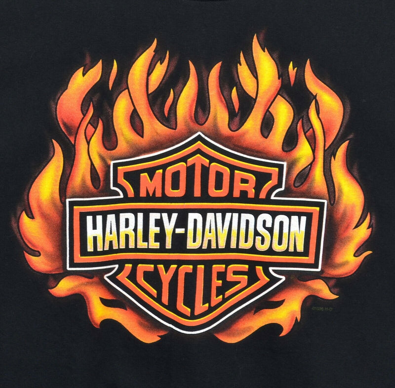 Vintage 90s Harley-Davidson Men's Small? Flame Bar Shield Logo Brooklyn T-Shirt