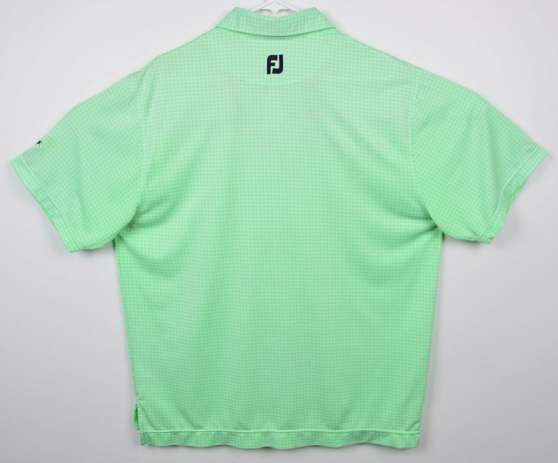 FootJoy Men's Sz Large Lime Green Micro-Check FJ Performance Golf Polo Shirt