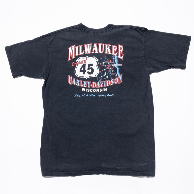 Vintage Harley-Davidson Pocket T-Shirt Men's XL 90s Double-Sided Logo Milwaukee