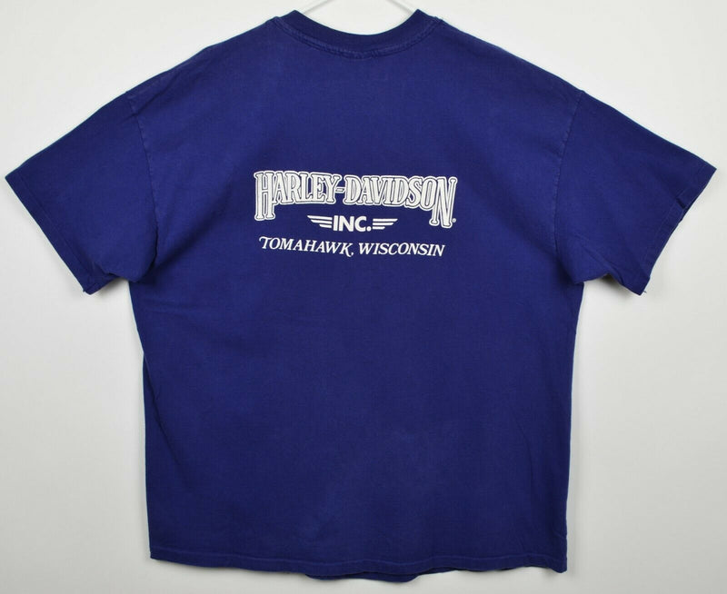 Vintage 1993 Harley-Davidson Men's 2XL Survivor Wolf Purple Double-Sided T-Shirt