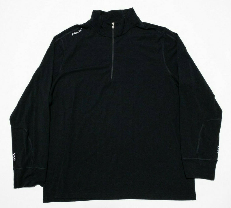 RLX Ralph Lauren Men's 2XL Solid Black Logo Polyester Wicking 1/4 Zip Jacket