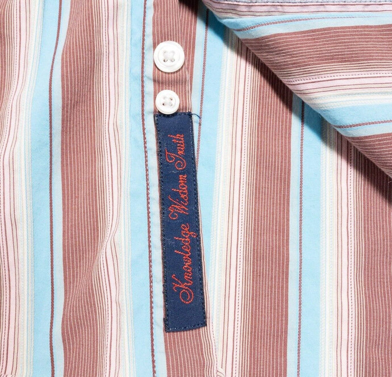 Robert Graham Flip Cuff Shirt Men's Large Long Sleeve Colorful Striped Party