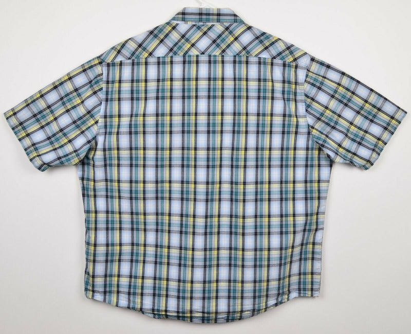 Pendleton Men's Sz XL "Wave Shirt" Turquoise Yellow Plaid Short Sleeve Shirt