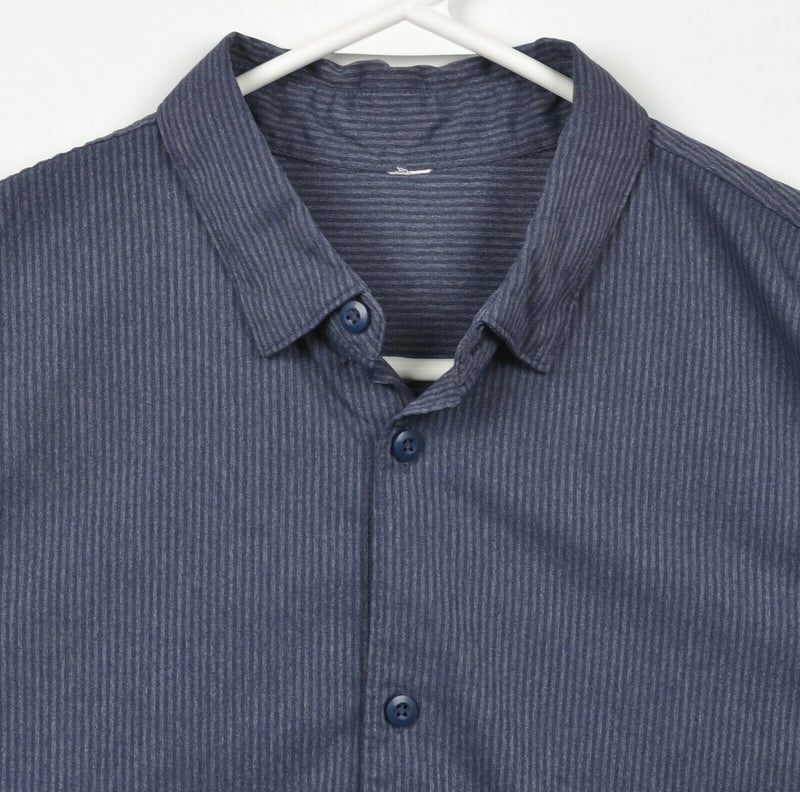 Lululemon Men's Sz Large? Blue Gray Micro-Stripe Athleisure Casual Button Shirt