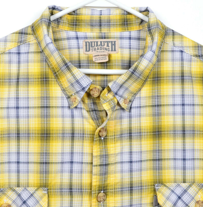 Duluth Trading Co Men's 3XLT (3XL Tall) Yellow Plaid Polyester Fishing Shirt