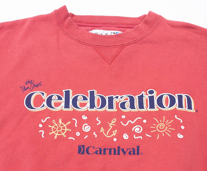 Carnival Cruise Sweatshirt Mens Large Vintage Celebration Ship Red/Pink Nautical