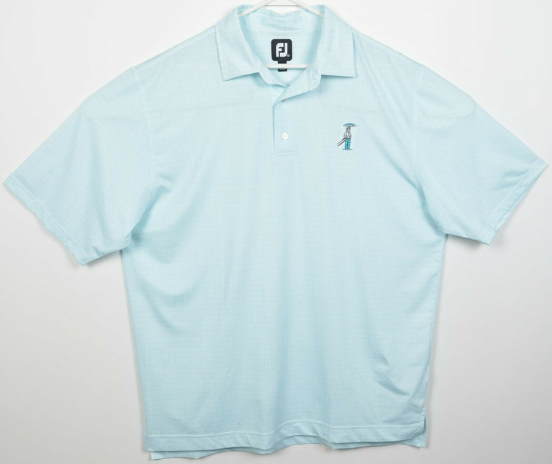 FootJoy Men's XL Light Blue Plaid FJ Golf Wicking Performance Polo Shirt