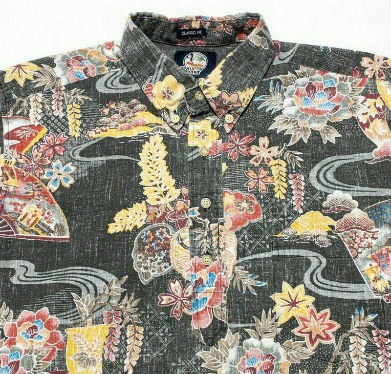 Reyn Spooner Medium Hawaiian Shirt Popover Reverse Print Floral Oriental