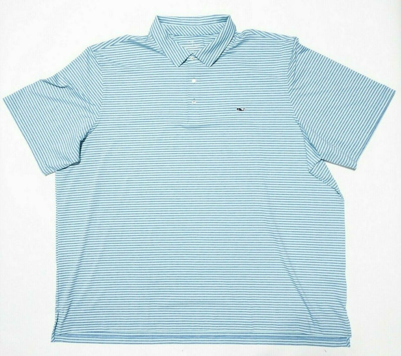 Vineyard Vines 4XLT Performance Polo Shirt Men's Polyester Wicking Blue Striped