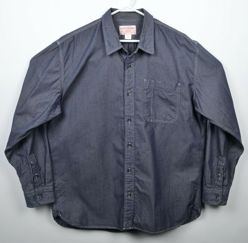 CC Filson Men's XL Blue/Gray Indigo Chambray Work Casual Button-Front Shirt