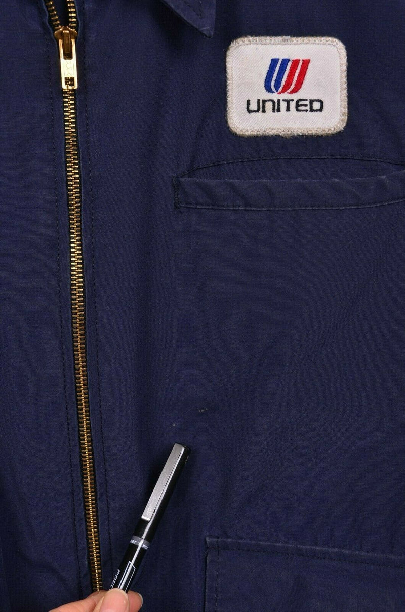 Vtg 80s United Airlines Men's Sz Medium Ground Crew Maintenance Navy Blue Jacket