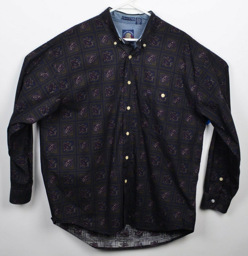 Salty Dog GANT Men's XL Paisley Weathered Poplin Vintage Button-Down Shirt