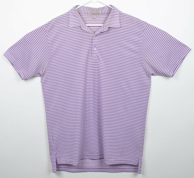 Peter Millar Men's Sz XL Summer Comfort Purple White Striped Golf Polo Shirt
