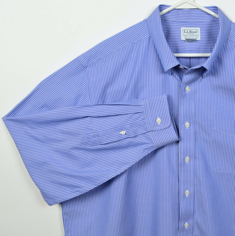 L.L. Bean Men's 18-36 (2XL) Traditional Fit Blue Striped Button-Down Dress Shirt