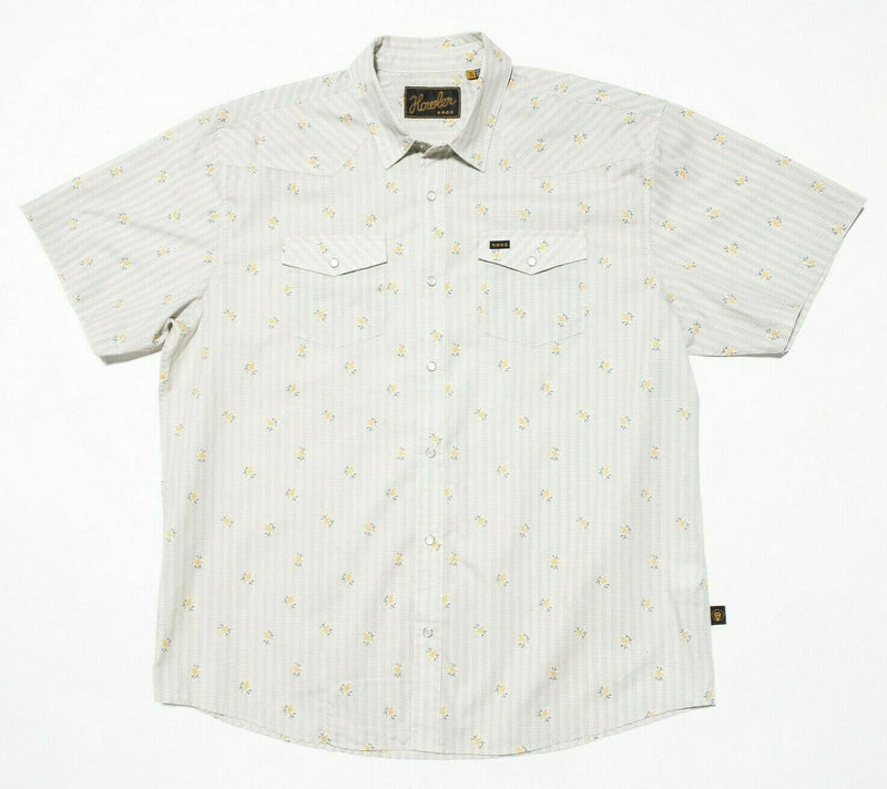 Howler Brothers Snap Shirt XL Men Floral Yellow Western Rockabilly Short Sleeve