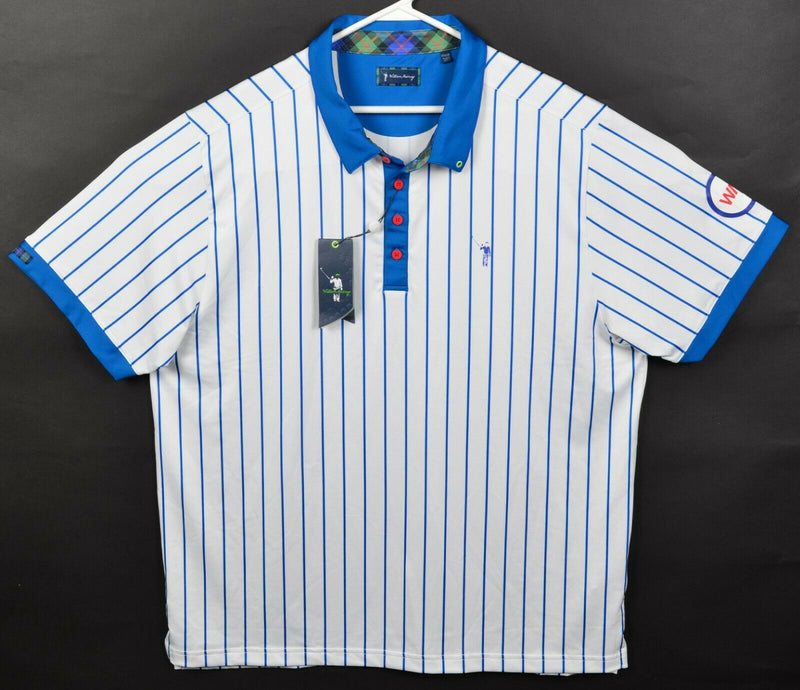 William Murray Men's 2XL Chicago Cubs This Is The Year Striped Wicking Golf Polo