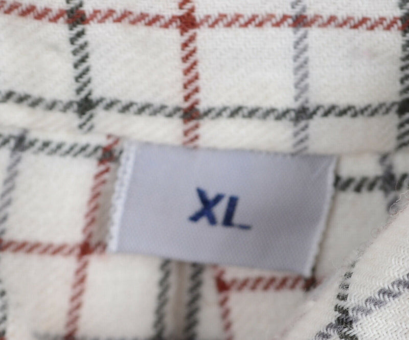 Viyella Men's XL Cotton Wool Blend Flannel Ivory Graph Check Button-Down Shirt