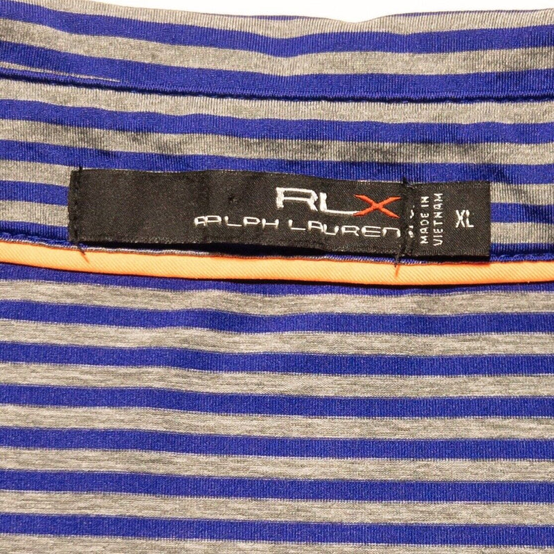 RLX Ralph Lauren Golf Polo XL Men's Purple Gray Striped Wicking Stretch