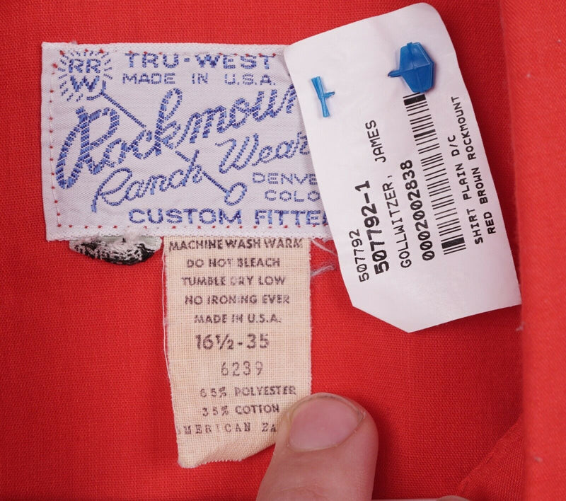 Vintage 70s Rockmount Men's Large Pearl Snap Embroidered Eagle Red Bib Shirt